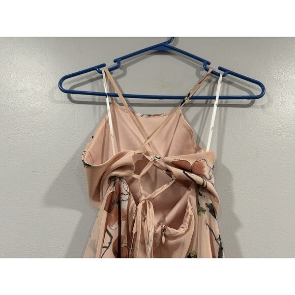 Lulus Cherished Moment Blush Pink Floral Lace Up Back Halter Dress Small S - Picture 9 of 10